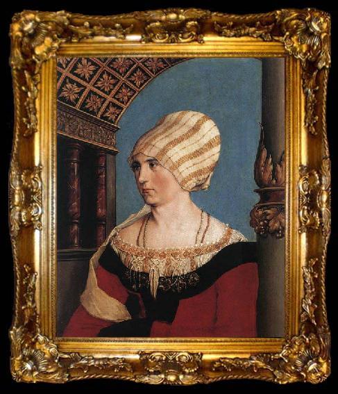 framed  HOLBEIN, Hans the Younger Portrait of Dorothea Meyer, ta009-2